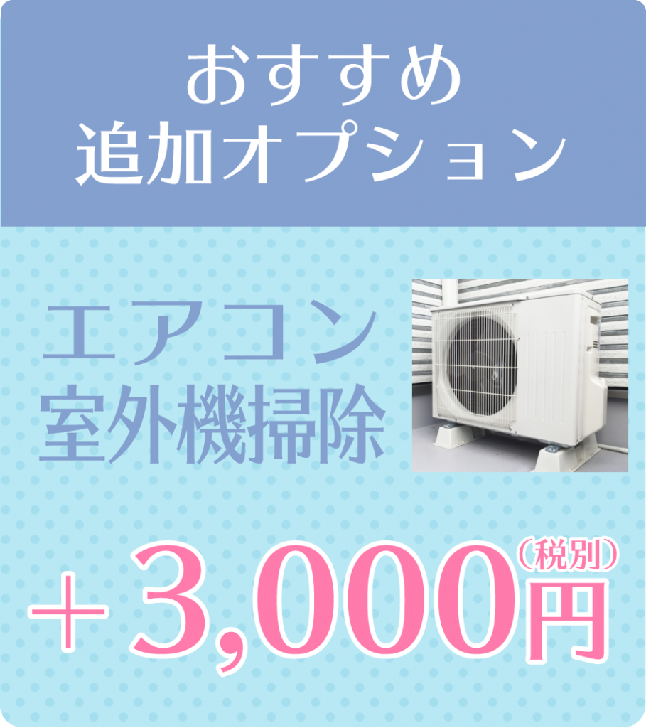 おすすめ追加オプションでエアコンの室外機掃除はプラス3,000円